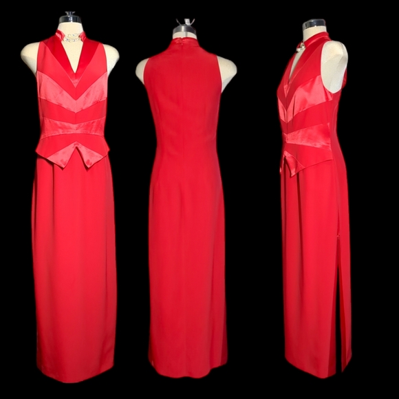 Jhoseff Ribboff  Red Satin Formal Elegant Dress.    Size 10 - Picture 3 of 16